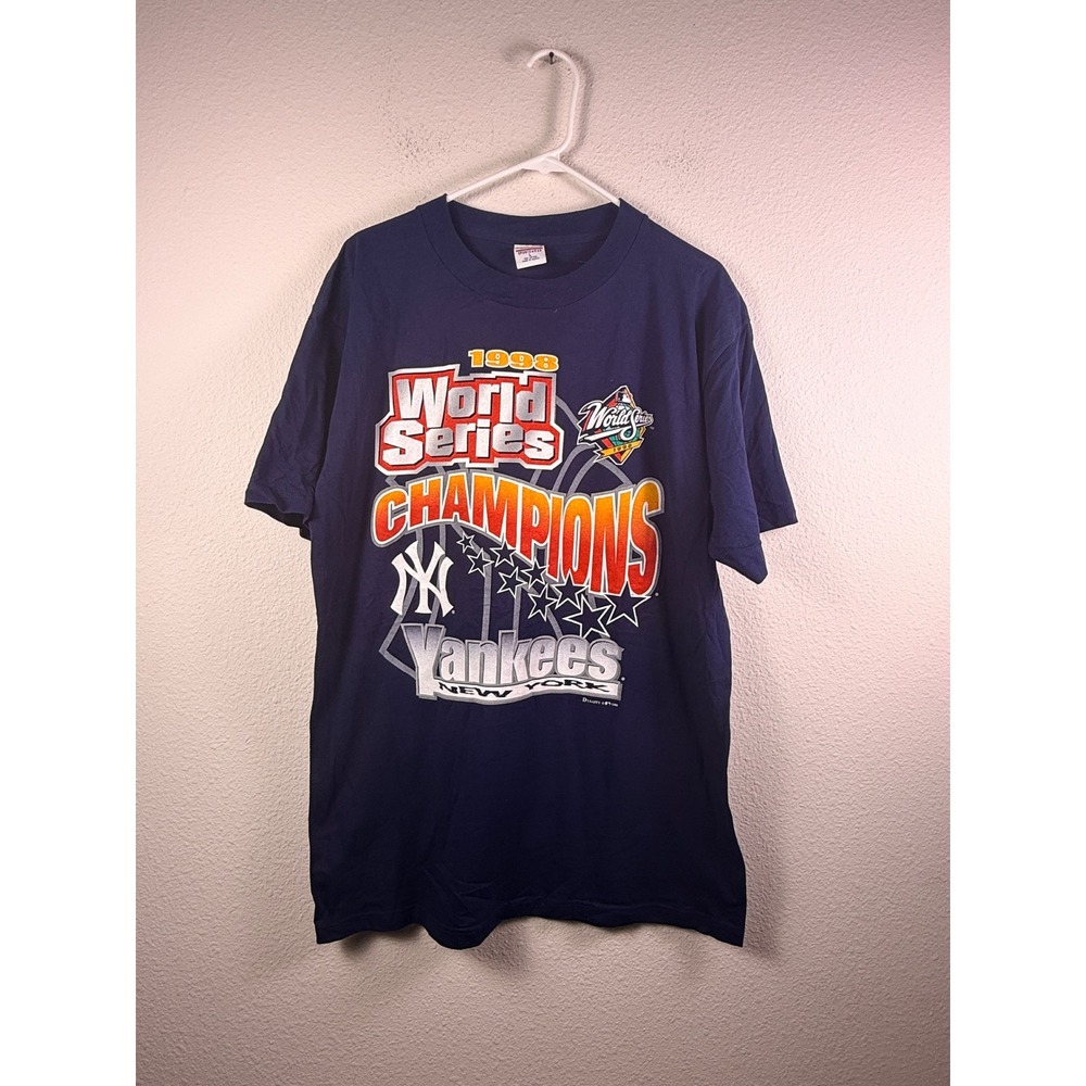 Vintage 1998 World Series Champions New York Yankees T-Shirt Navy Blue Large